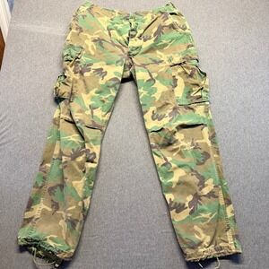 Vintage Military Woodland Camo Ripstop Cargo Pants Mens 35x31 Button Fly